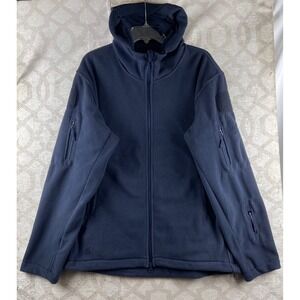 Unbranded Tactical Fleece Jacket Mens XL Navy Blue Full Zip Hooded Utility Coat